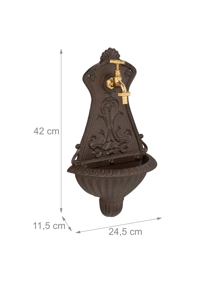 relaxdays Wandbrunnen in Braun - (B)24,5 x (H)42 x (T)11,5 cm günstig kaufen onesize