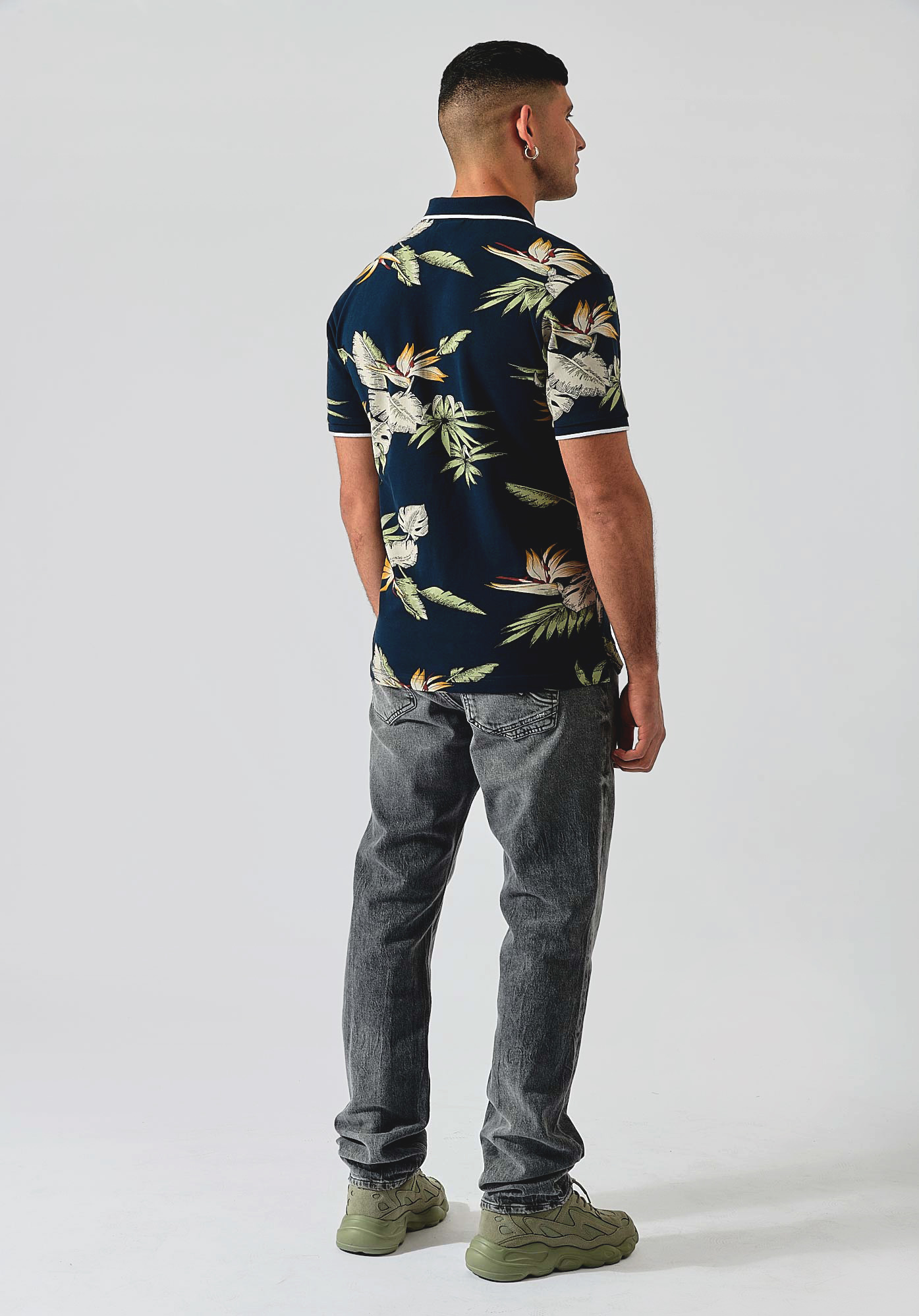BERNI  Polo bleu imprimé homme 100% coton