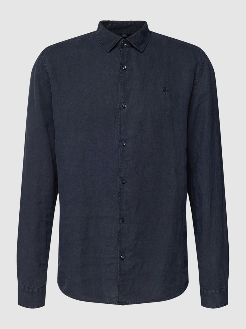 Freizeithemd mit Label-Stitching in dunkelblau