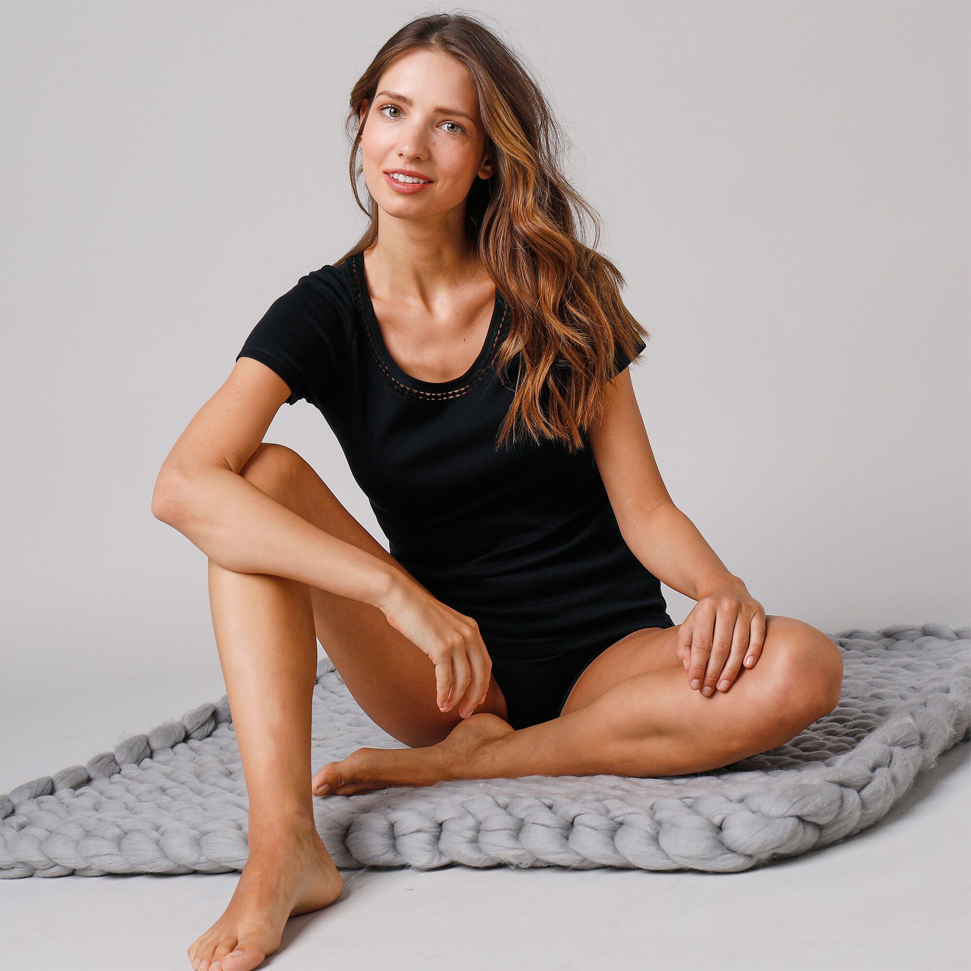 T-shirt macramé manches courtes
