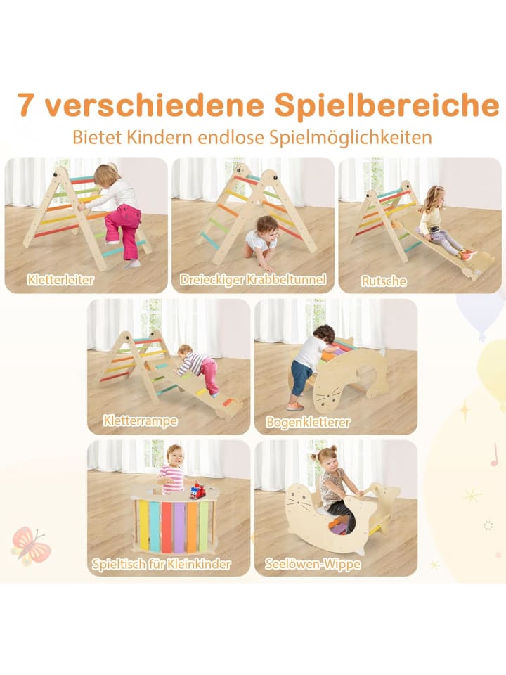 COSTWAY 7 in 1 Kletterdreieck mit Rutsche in Bunt günstig kaufen onesize