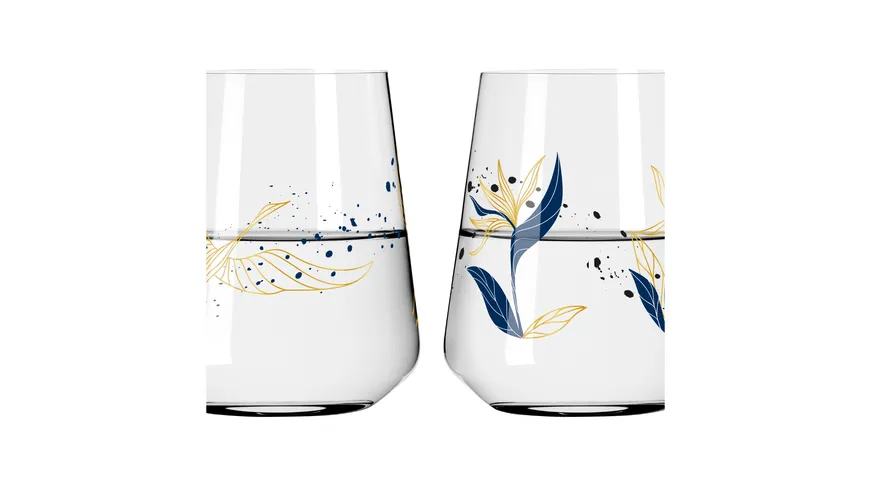RITZENHOFF Allround-Glas Sparkle 2er Set #1 #2 von Ana Vasconcelos H23 Blau, Gold