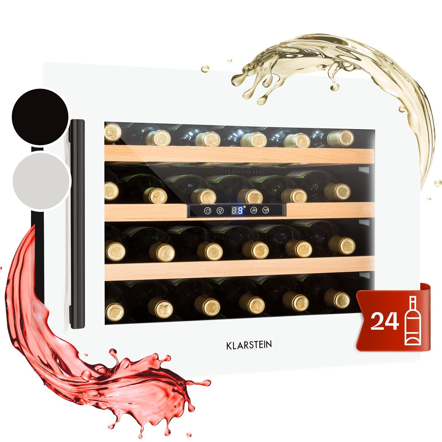 Klarstein Weinkühlschrank Vinsider, für 24 Standardflaschen á 0,75l,Wein Flaschenkühlschrank Weintemperierschrank Weinschrank Kühlschrank