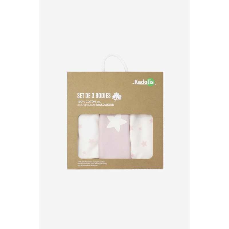 Lot de 3 Body manches courtes en Coton Bio à motifs étoiles
