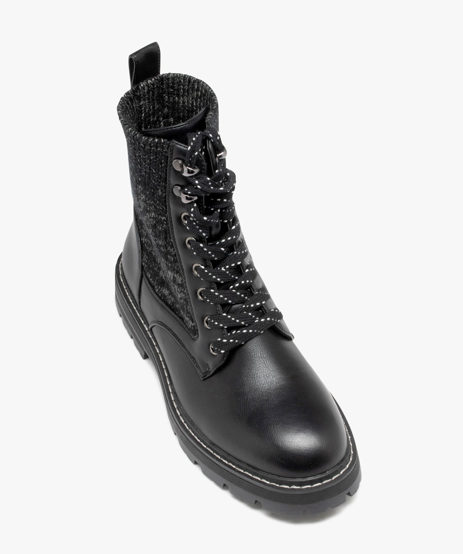 Boots femme unies en maille élastique style chaussette à s... noir | GEMO
