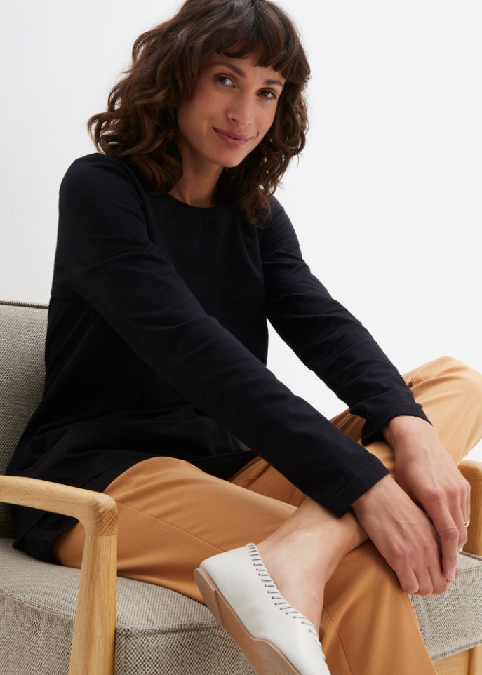 Longshirt mit Bluseneinsatz