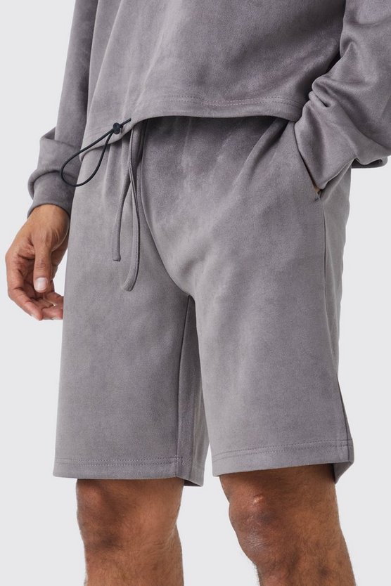 Lockere mittellange Shorts aus Wildlederimitat