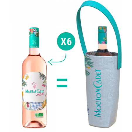6 BOUTEILLES MOUTON CADET ROSE BIO X MATHILDE ACHETÉES = 1 ICE BAG MOUTON CADET ROSE BIO OFFERT