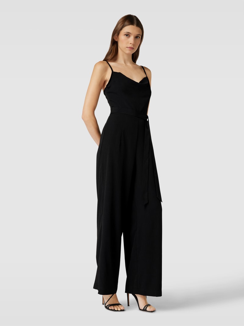 Jumpsuit mit verstellbaren Spaghettiträgern Modell 'WATERY' in schwarz