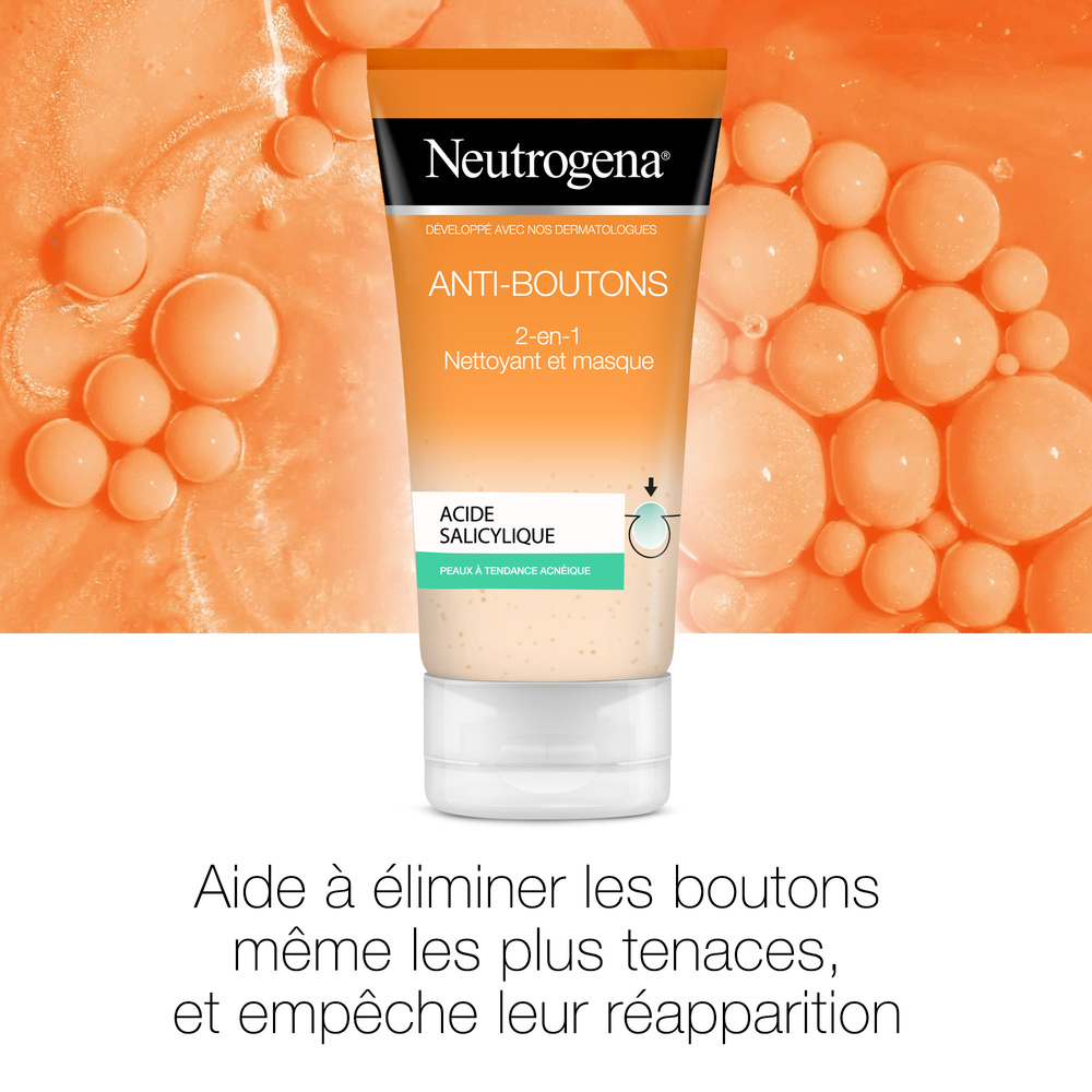 neutrogena Anti-boutons 2-en-1 oyant et Masque – peaux à tendance acnéique, 150 ml Anti-acnéique