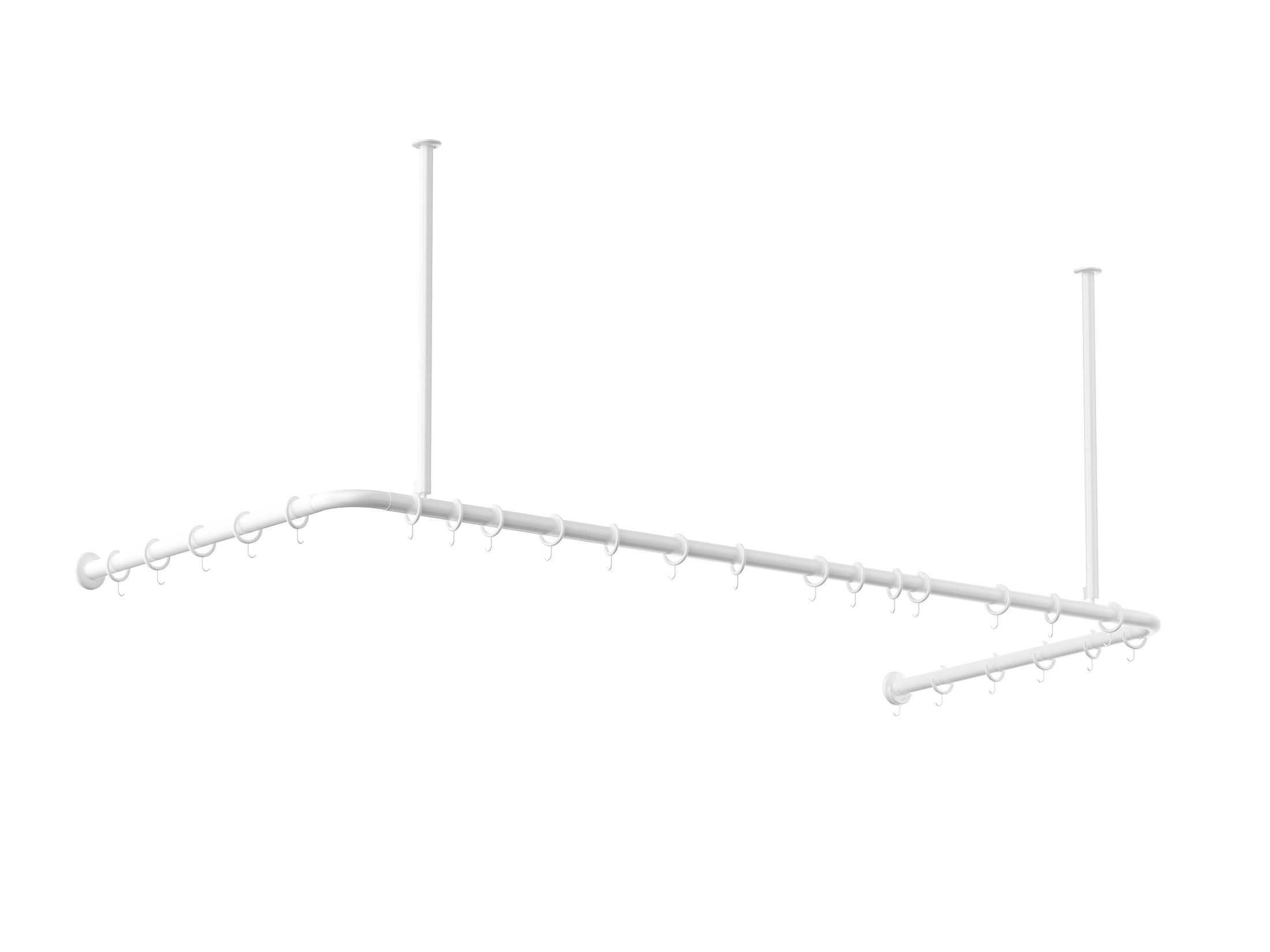 Duschvorhangstange Chrom, Weiss o. Schwarz 70x165x70cm barrierefrei inkl. Deckenhalterung, KS Handel 24