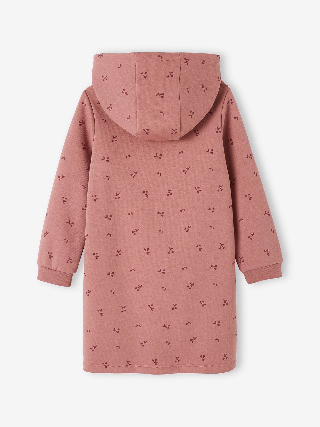 Robe à capuche en molleton fille détails fantaisie vert