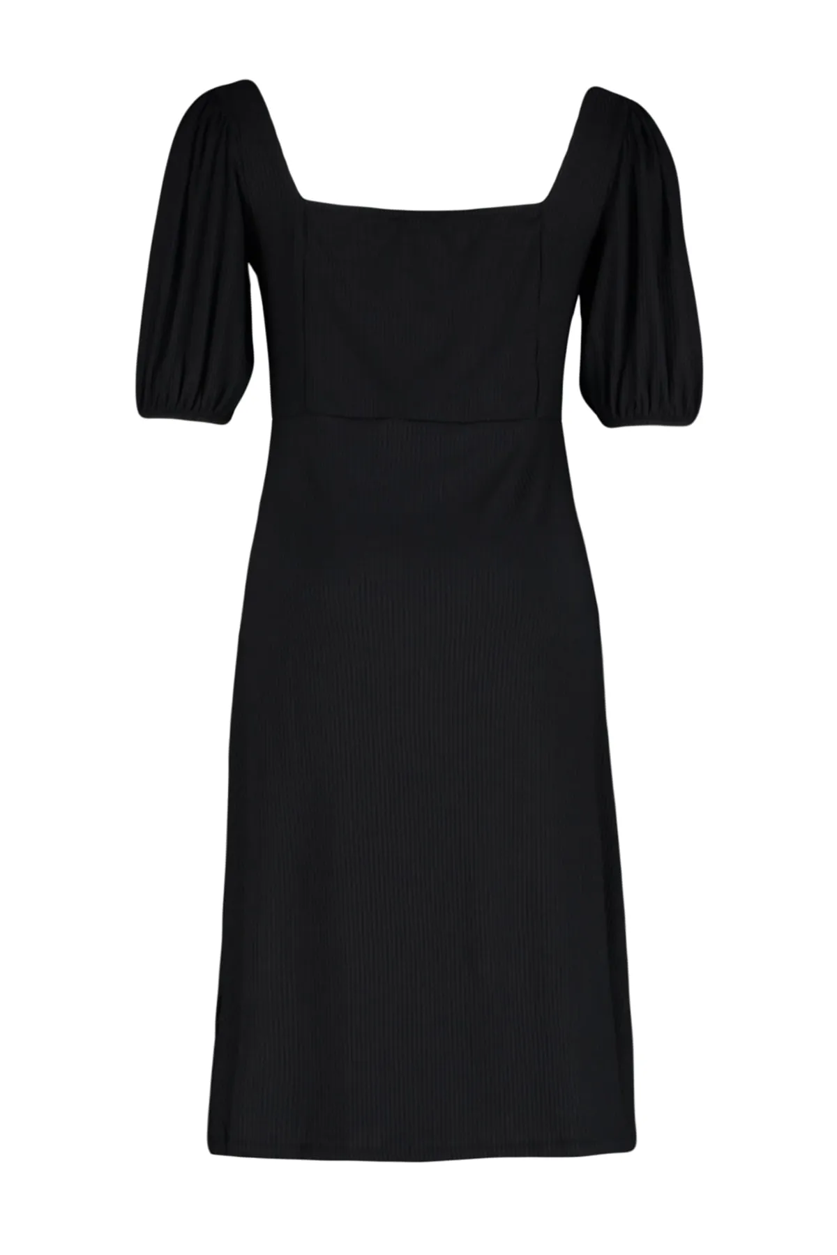 Trendyol Curve  Schwarzes Strickkleid mit Herzkragen TBBSS23AH00118