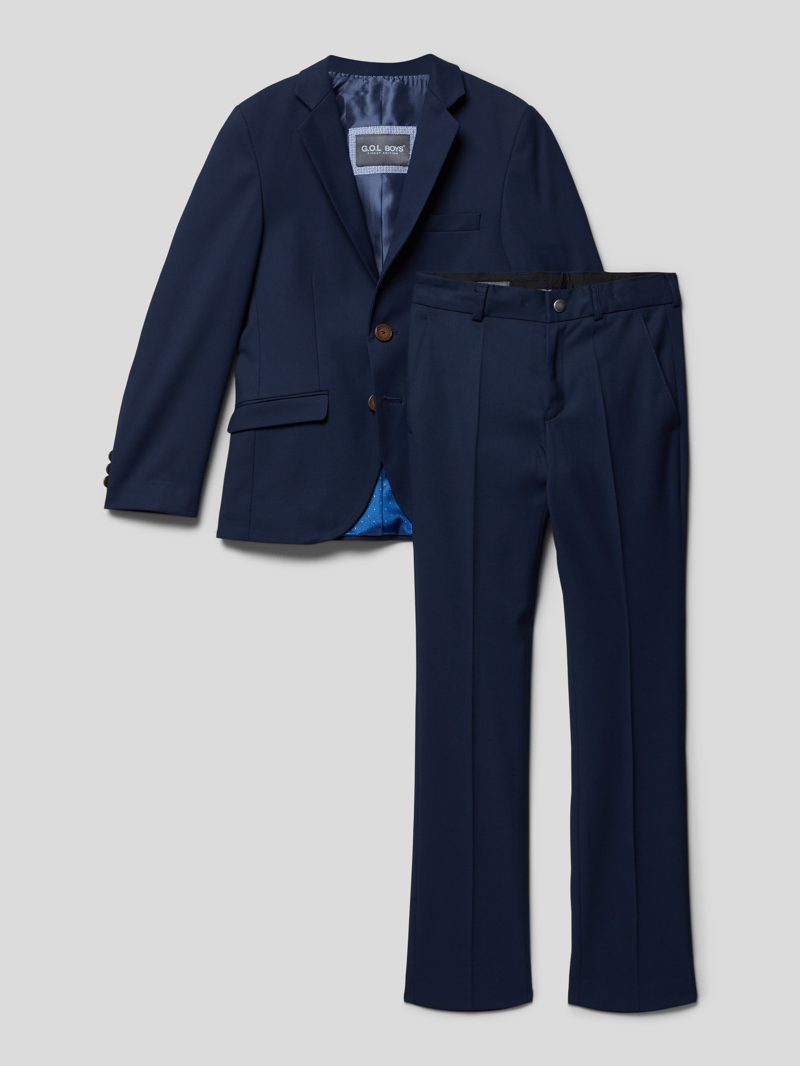 Regular Fit Anzug mit fallendem Revers in marineblau