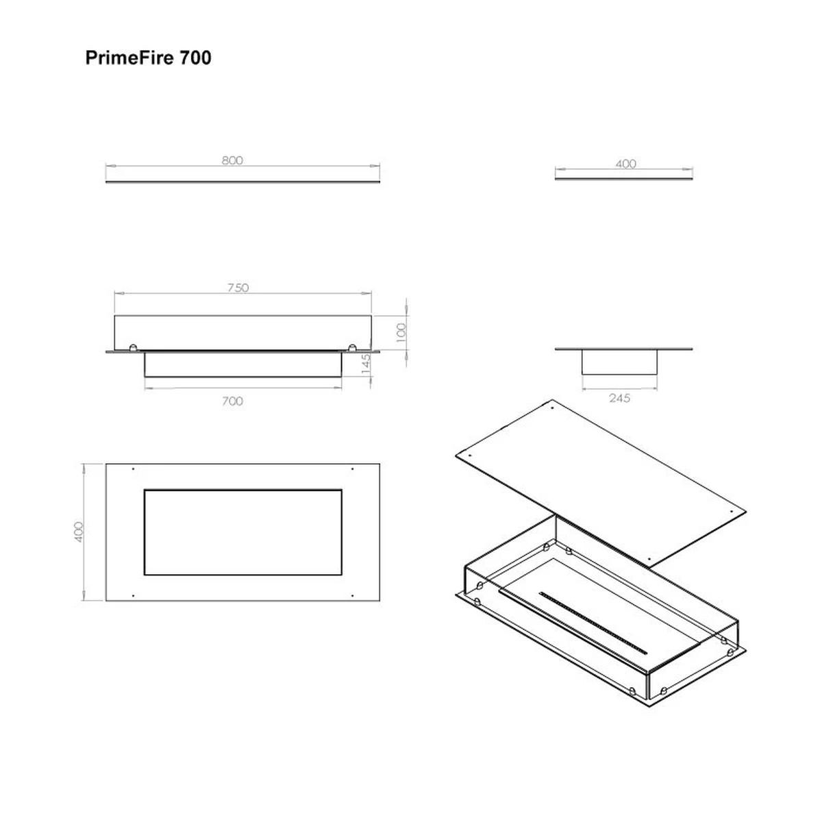 Foco Foco Four 800, 4-seitiger Bioethanol-Kamin, verschiedene Brenneroptionen, 3,2 kW