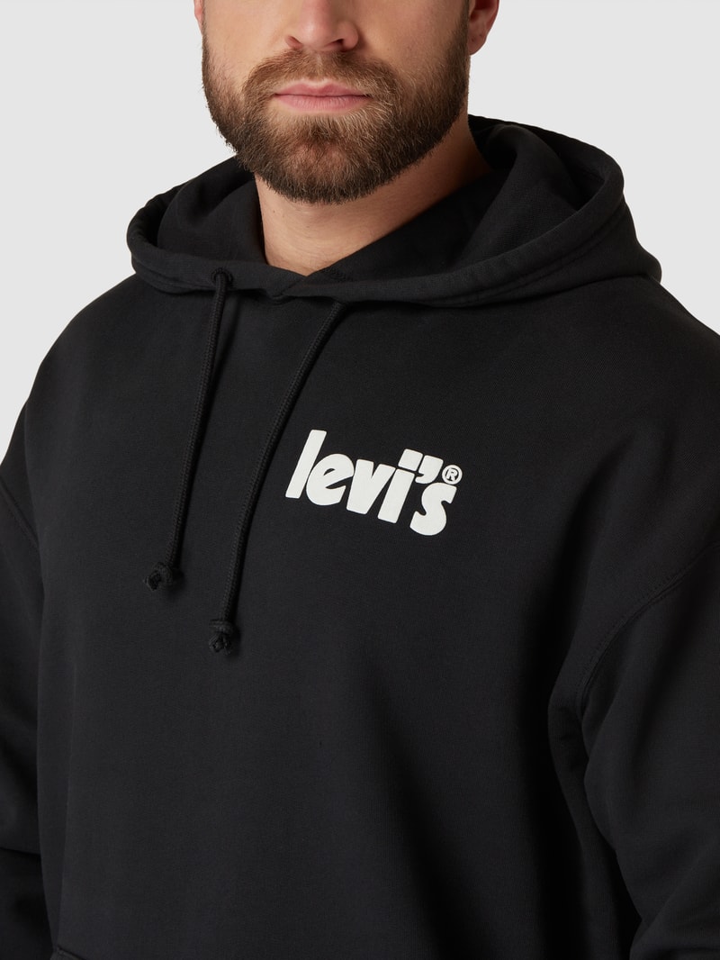 PLUS SIZE Hoodie mit Label-Print in schwarz