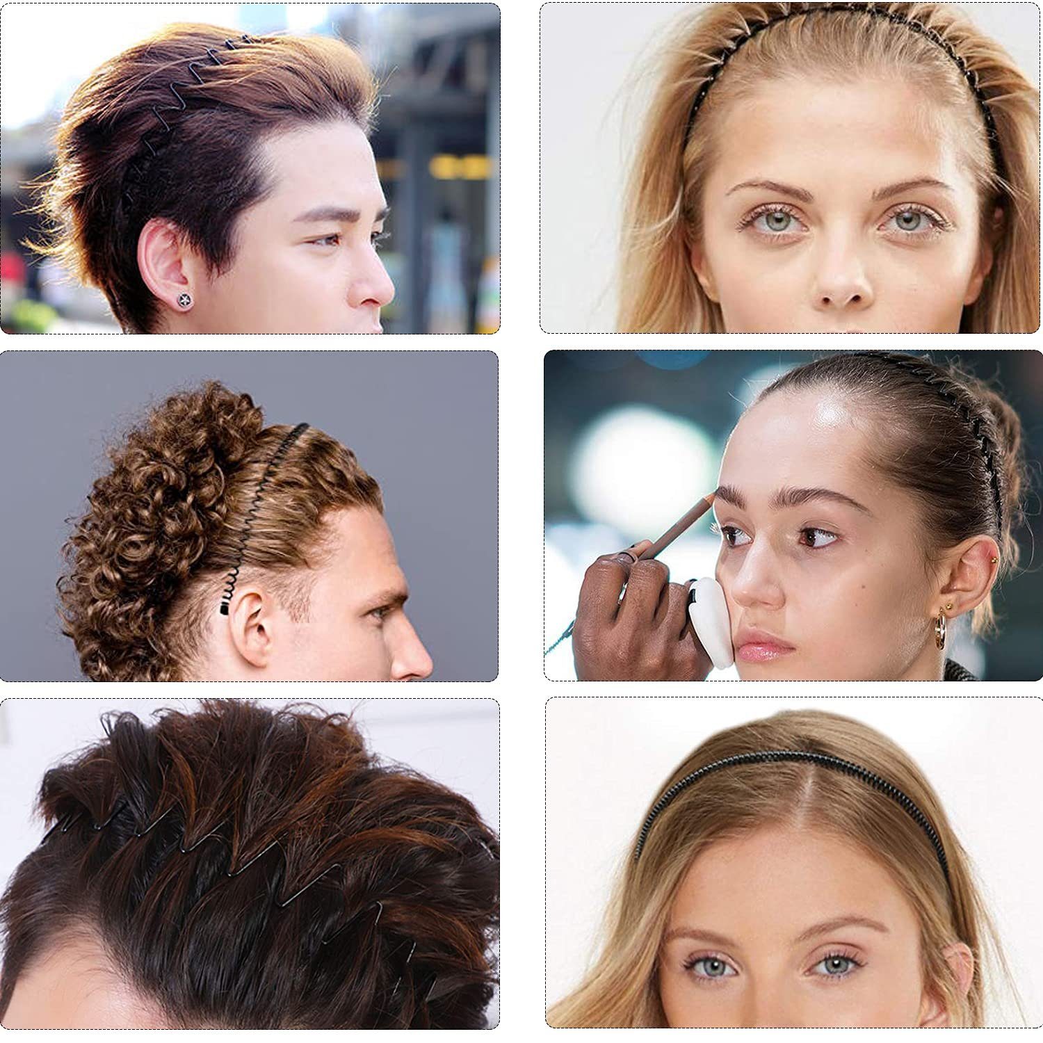 Perfine Haarband Haarreifen Damen Männer, Zickzack Haarreif, Hair Band, 10 Stück, 10 Stück, Allergien vorbeugen wasserdicht