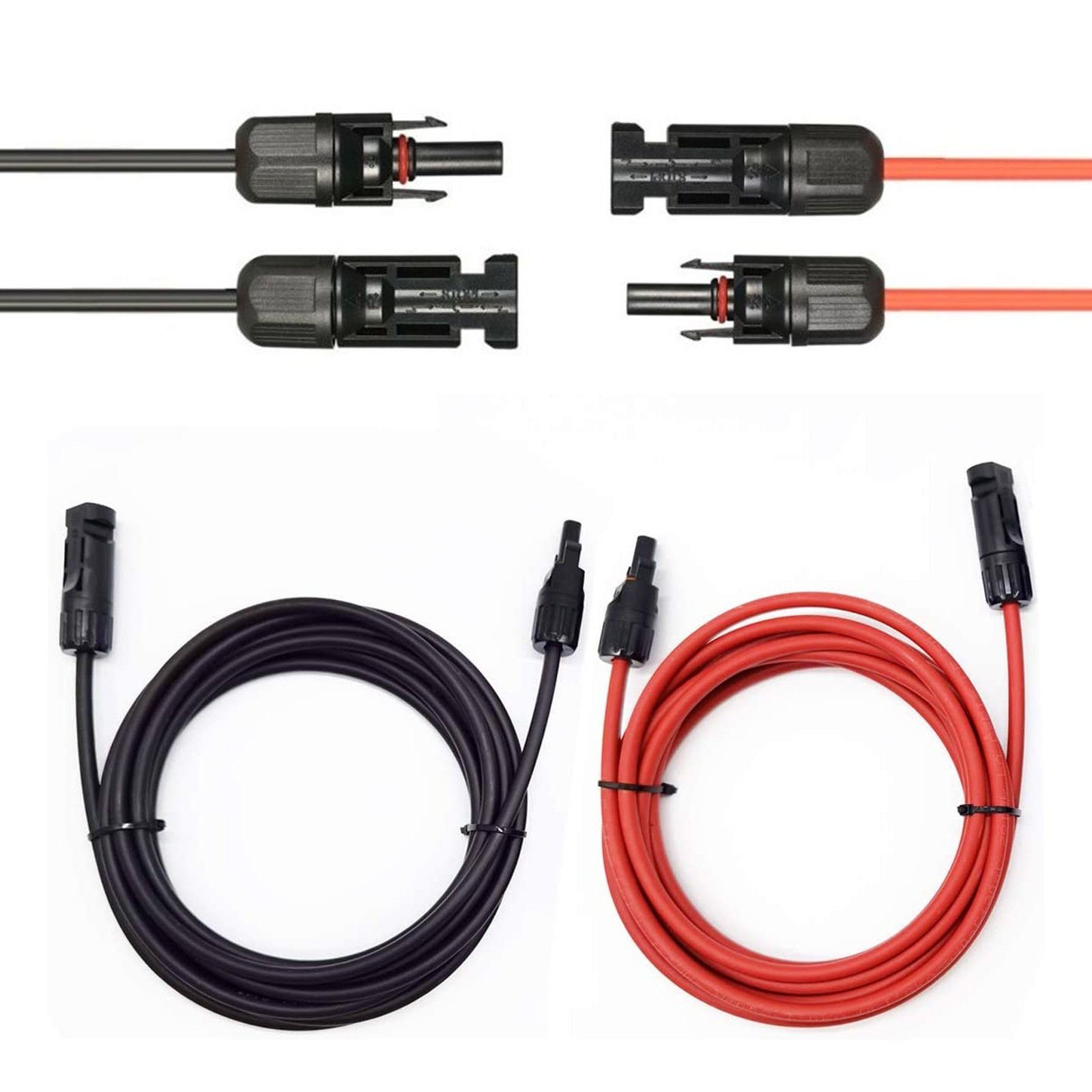 GLIESE Solaranlage 1paar 6mm2 rot + schwarz Solarkabel 32.8-49m mit Stecker, (1 Paar Solarkabel)