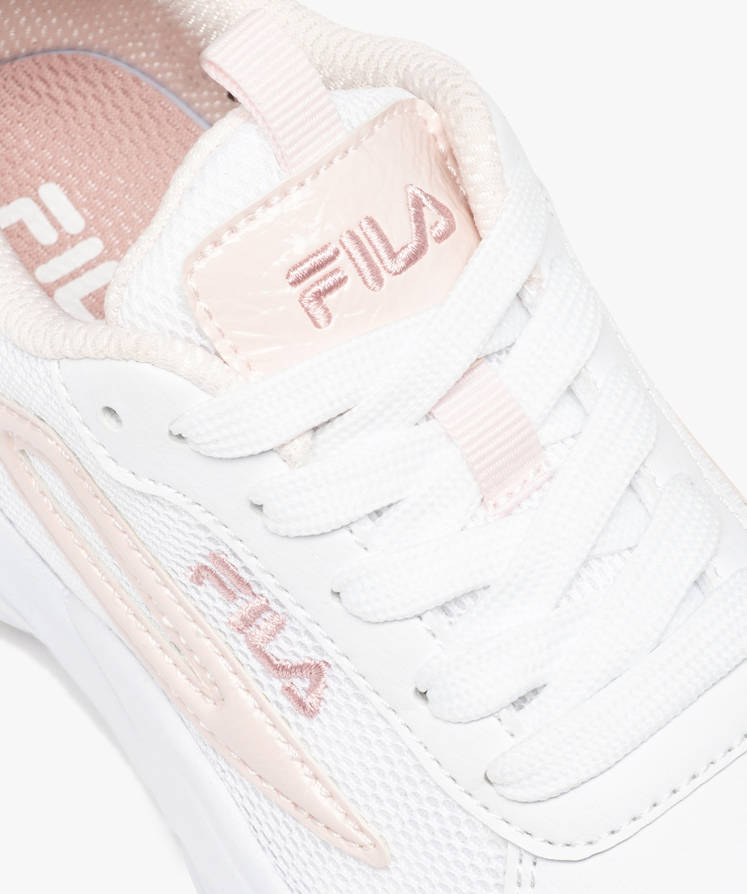 Baskets femme bi-matières à lacets - Fila blanc | GEMO