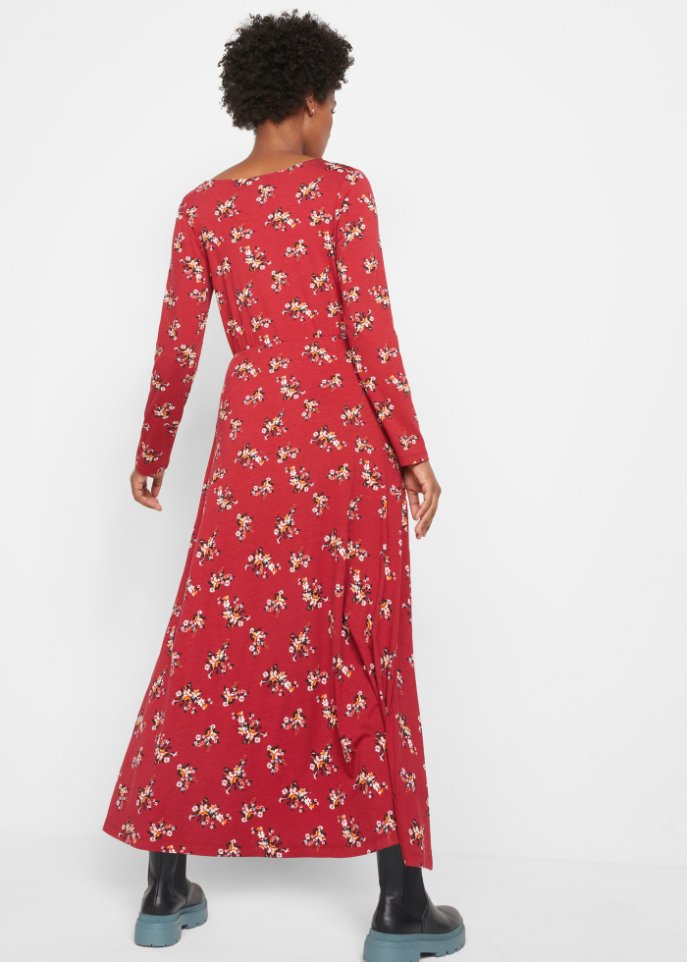 Bedrucktes Maxikleid, langarm