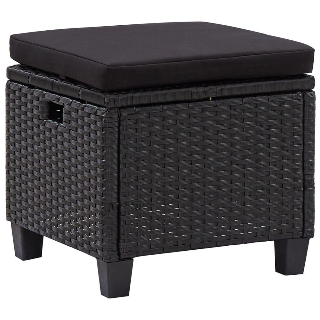 vidaXL Loungesofa 6-tlg. Garten-Sofagarnitur mit Auflagen Poly Rattan Schwarz, 6 Teile