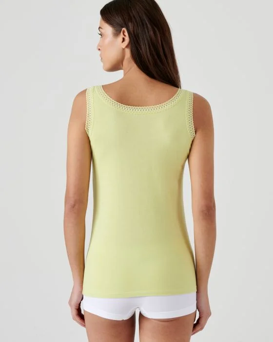 Débardeur Essential en coton extensible, orné de dentelle