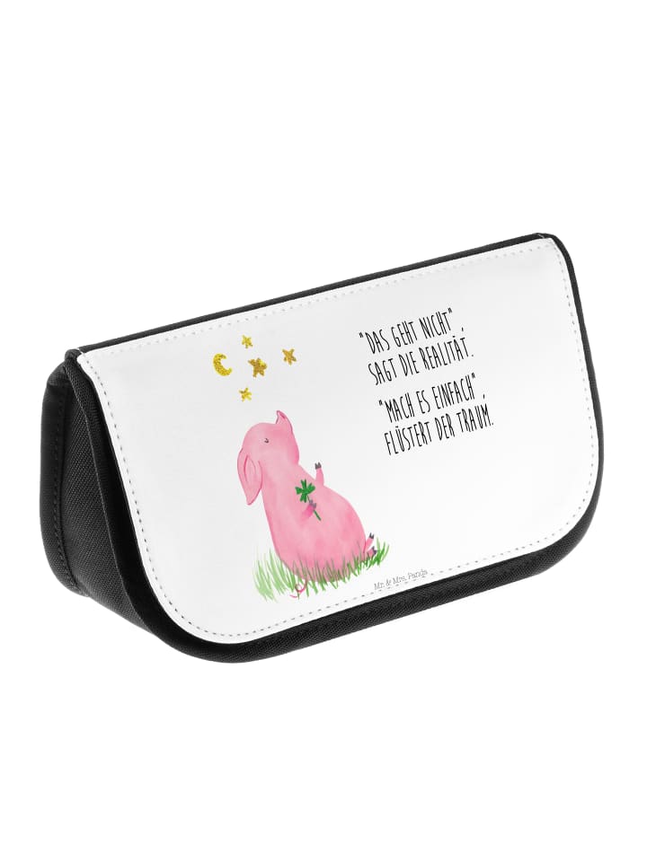 Mr. & Mrs. Panda Kosmetiktasche Schwein Glück mit Spruch in Weiß günstig kaufen onesize
