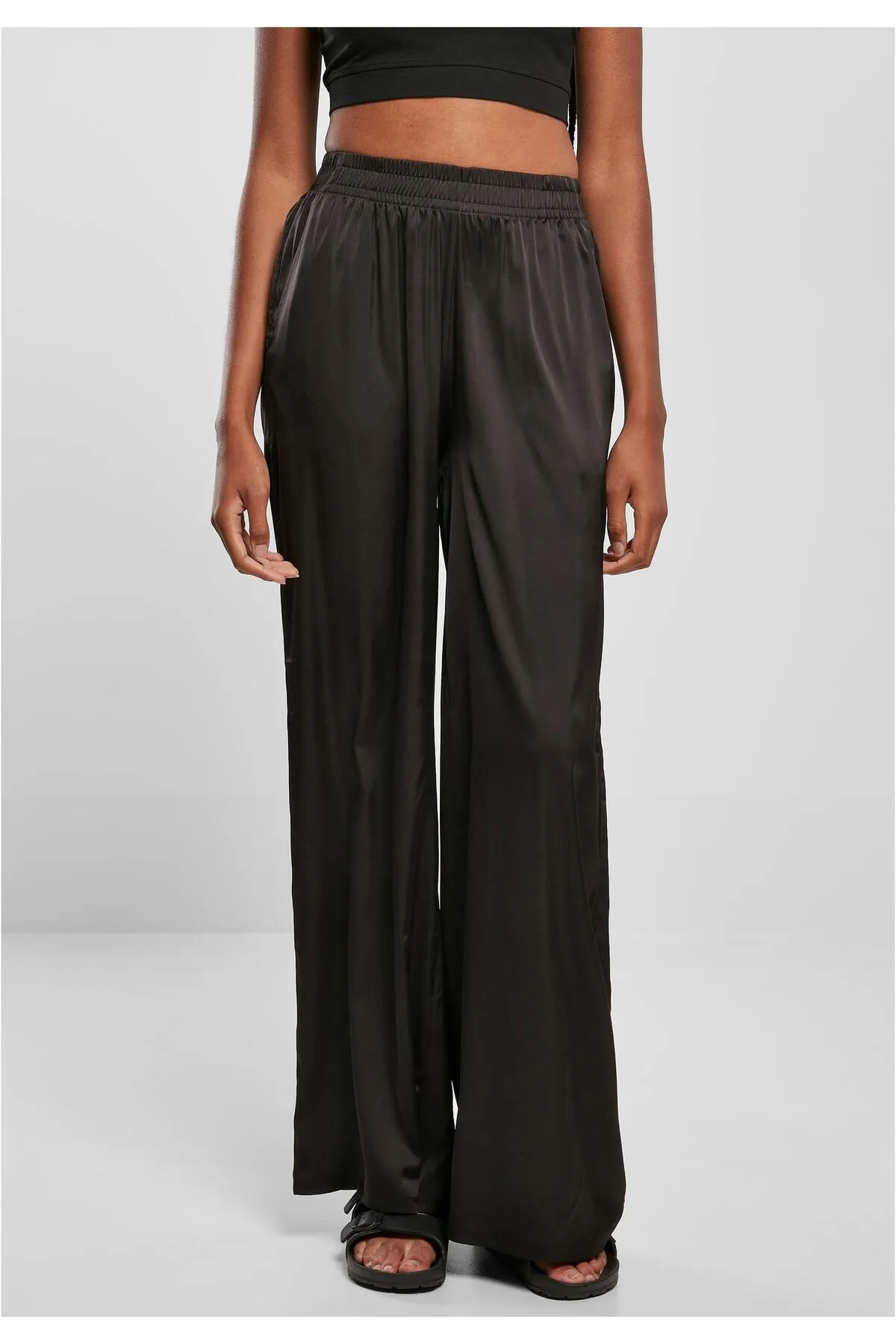 Urban Classics  Damen-Hose aus Satin mit weitem Bein