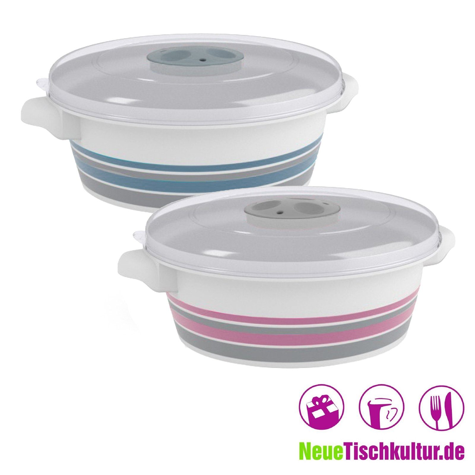 Neuetischkultur Mikrowellenbehälter Mikrowellendose 2er 2 L, Kunststoff, (2-tlg)