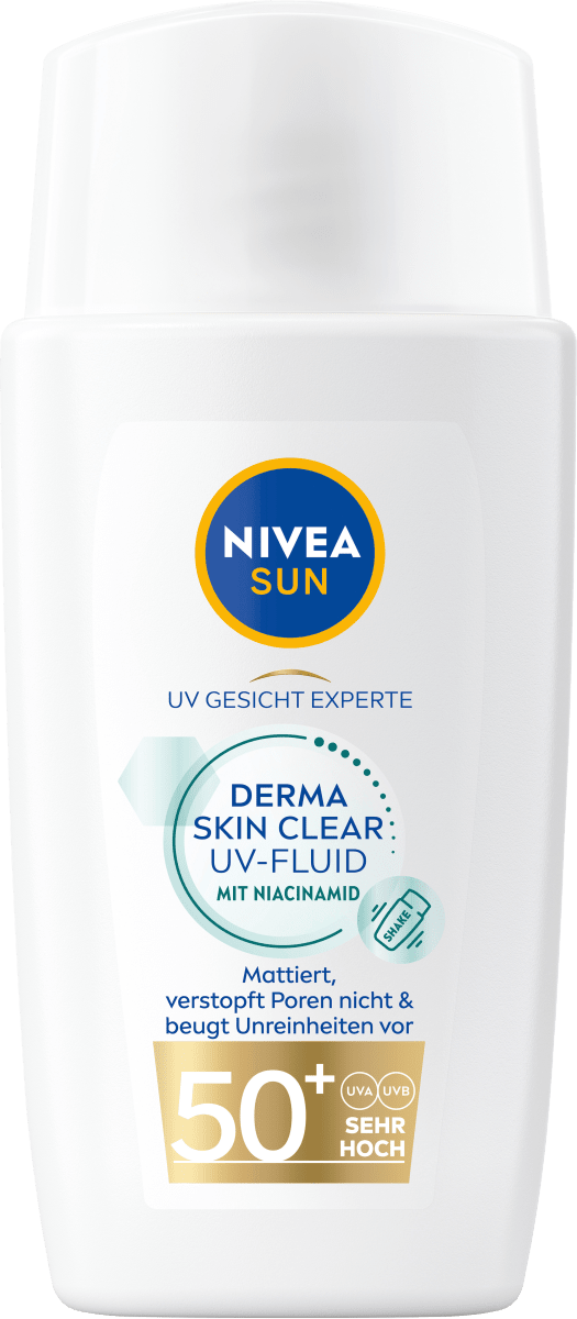 Sonnenfluid Gesicht derma skin clear UV Fluid mit Niacinamid, LSF 50+, 40 ml