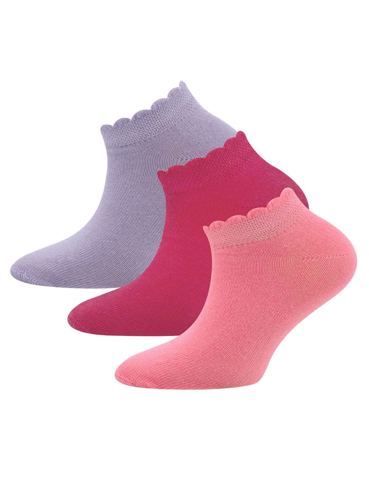 ewers 3er-Set Sneaker Socken 3er Pack Mäusezähnchenrand in pink/rosa/lupine günstig kaufen