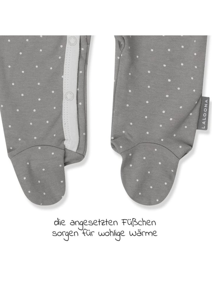 LaLoona Schlafanzug 2er Pack Strampler Pyjama Einteiler - Grau in grau günstig kaufen