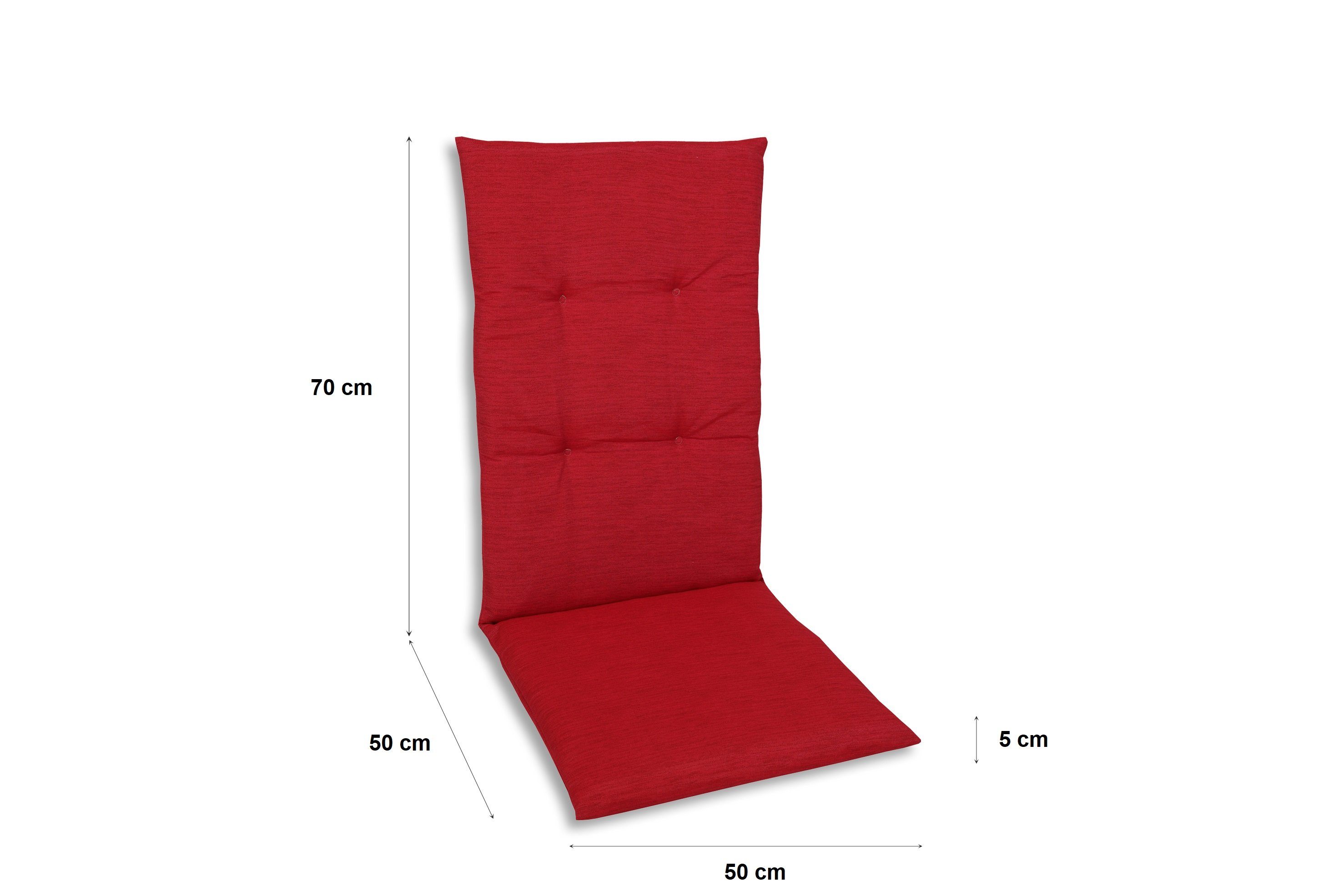 GO-DE Hochlehnerauflage 15809 rot Gartenstuhl Auflagen Kissen Polster Einlage Made in Germany, für Hochlehner-Stühle