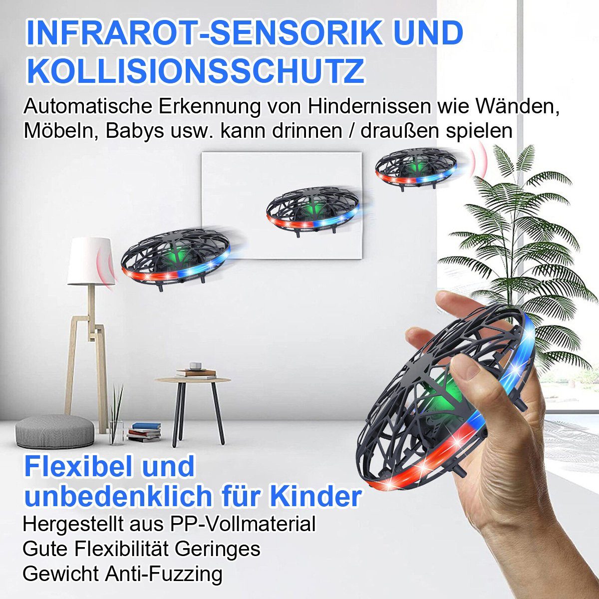 Yoyaxi LED-Handdrohne für Kinder–Leuchtendes Spielzeug für Jungen und Mädchen Drohne