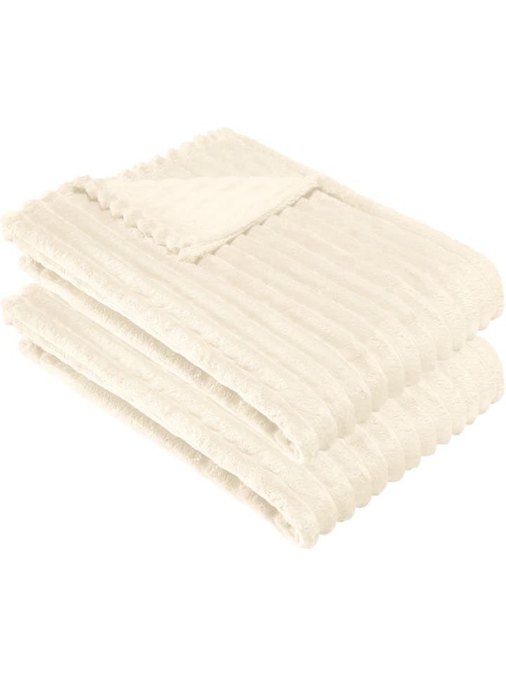 Erwin Müller Fleece, Microfaser Wohndecke 2er-Pack Aosta in wollweiß günstig kaufen