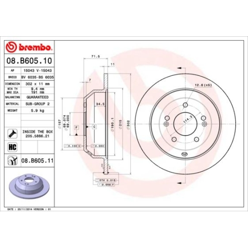08.B605.11 BREMSSCHEIBE BREMBO HA  VP2 - ATU