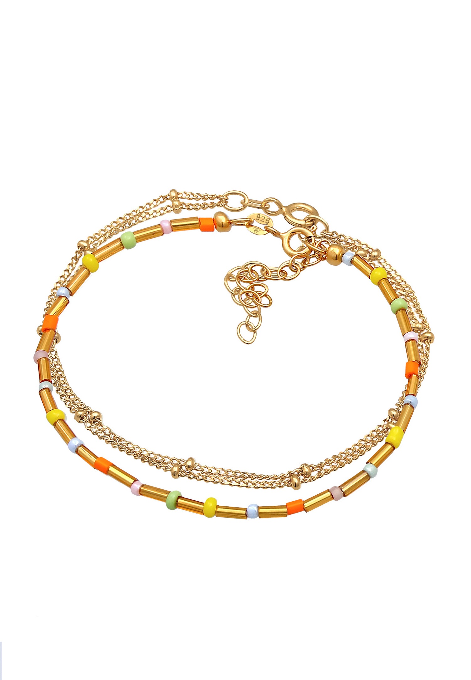 Cuentas multicolores para pañales Elli para mujer, juego de 2 en plata de ley 925 chapada en oro.