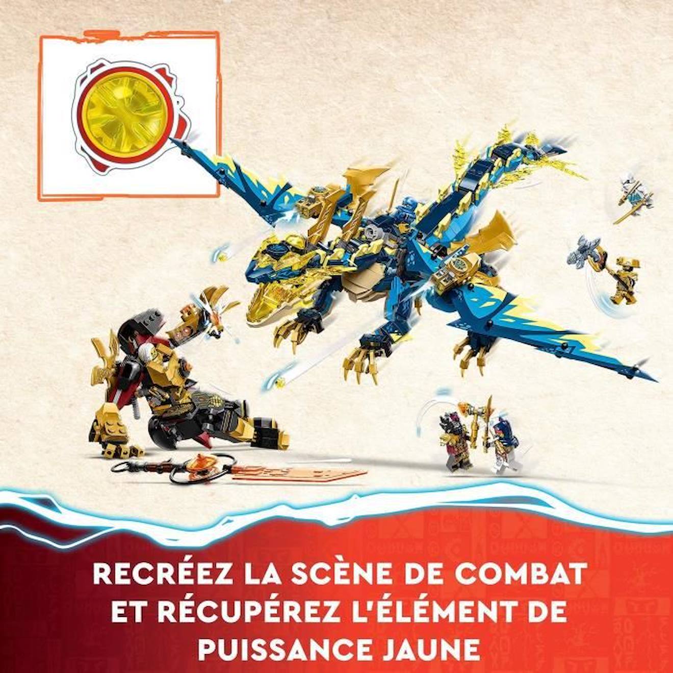 LEGO® NINJAGO 71796 Le Dragon Élémentaire contre le Robot de l’Impératrice, Grand Jouet bleu