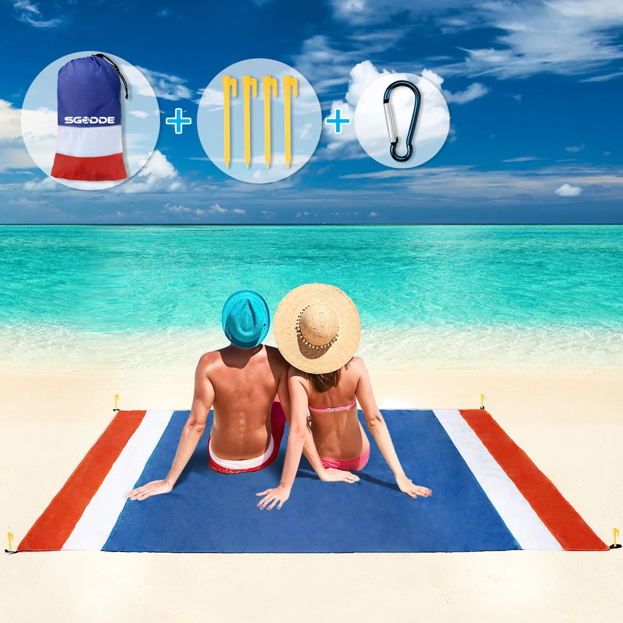 SGODDE Strandtuch Outdoor Camping Beach Matte, Polyester, Pocket-sized, Sand-/Wasser-/Staubabweisend