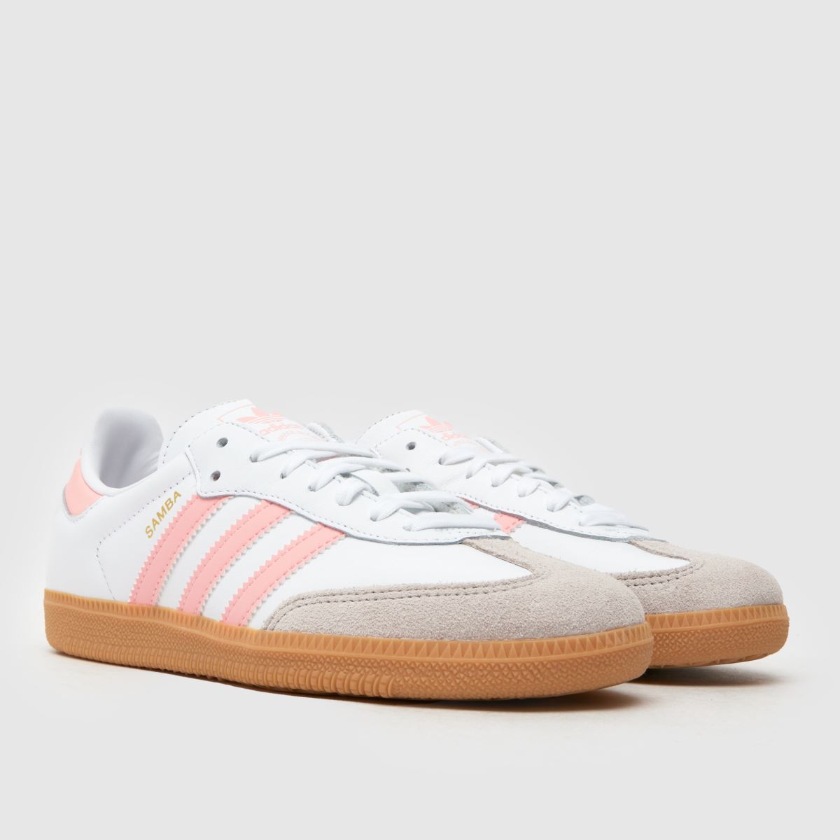 adidas vita & rosa samba og flickor ungdomsskor
