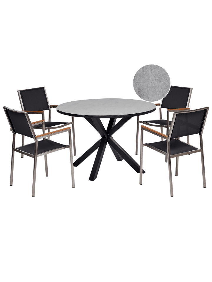 Beliani 5-tlg Gartentisch Set MALETTO/GROSSETO in Grau/Schwarz/Silber günstig kaufen onesize