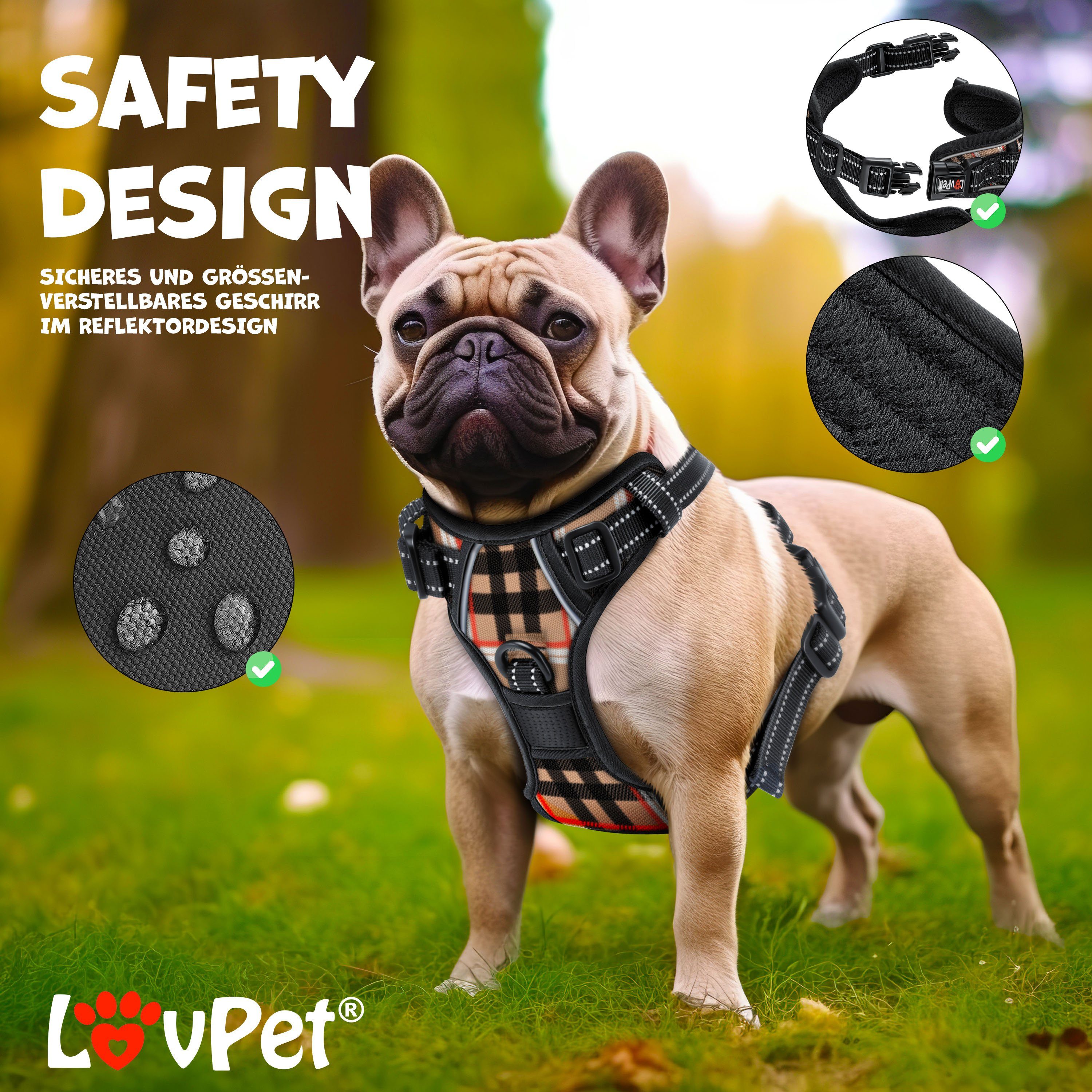 Lovpet Hunde-Geschirr, ohne Zug & würgen für Hunde & Welpen atmungsaktiv & weich