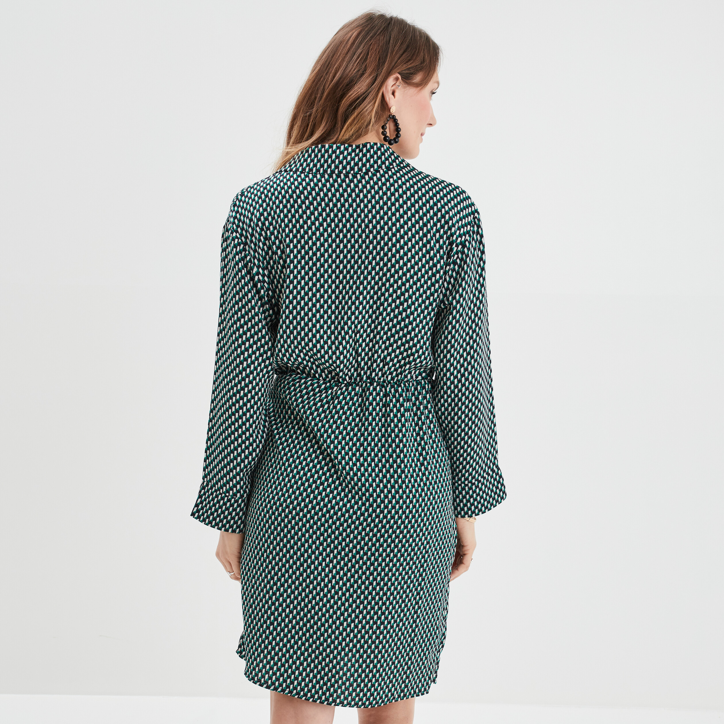 Robe col cache-coeur avec noeud bleu marine femme | La Halle