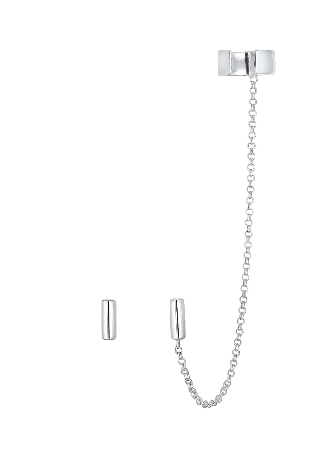 Orecchino a clip da donna Elli, minimalista, asimmetrico e geometrico, in argento sterling 925.