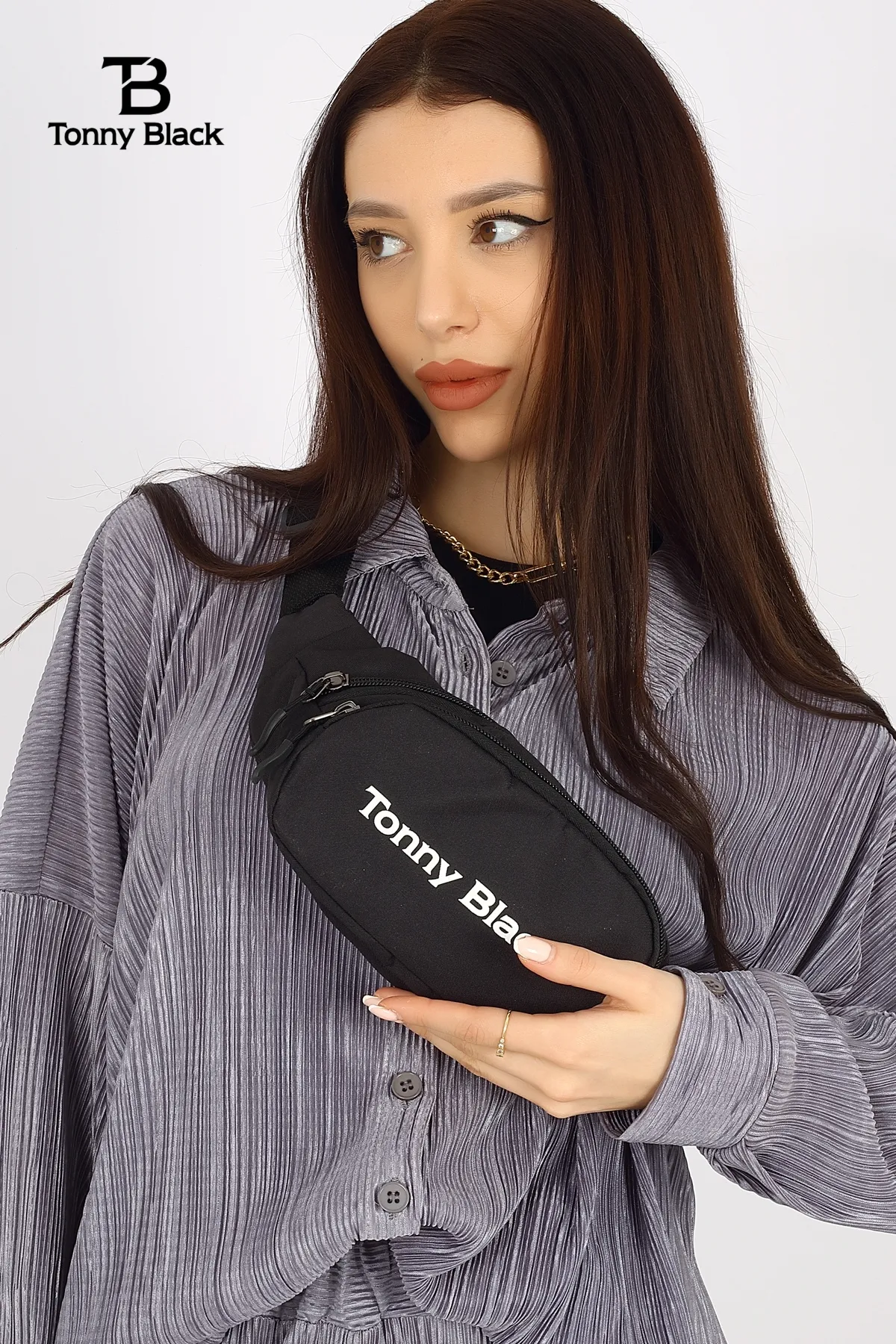 Tonny Black  Original wasserdichte Unisex-Umhängetasche mit 2 Fächern und verstellbarem Riemen für den Alltag und Sport, Schulter- und Hüfttasche