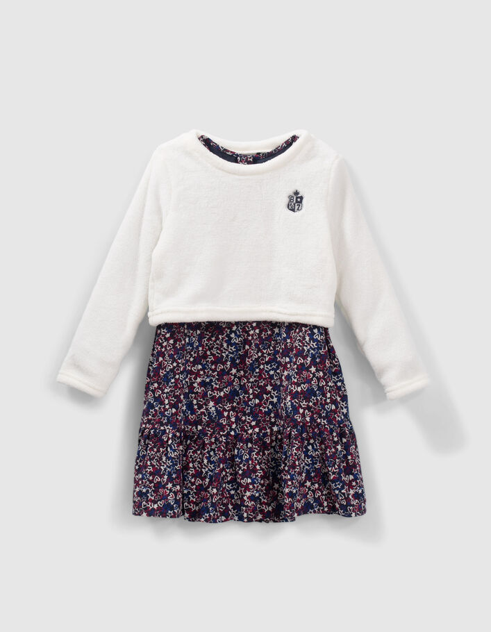 Robe 2-en-1 imprimé étoiles et coeurs avec sweat fille