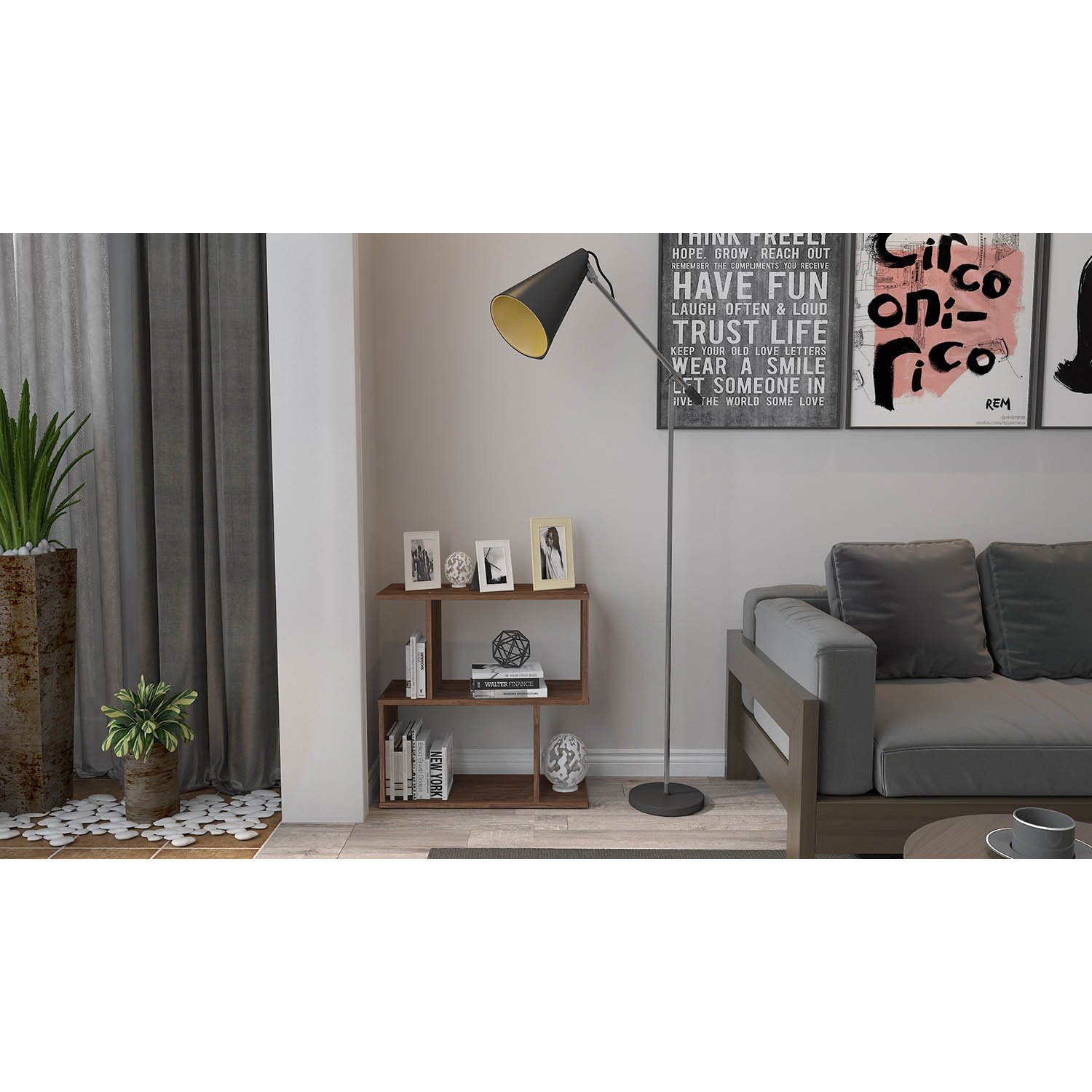 Polini Home Raumteilerregal Polini Smart Standregal Bücherregal in S-Form 2 Fach 71,8 x 69,8 x 2