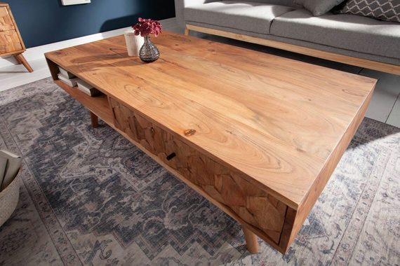 riess-ambiente Couchtisch MYSTIC LIVING 100cm natur (Einzelartikel, 1-St), Wohnzimmer · Massivholz · Stauraum · Metall · Akazie · Retro Design