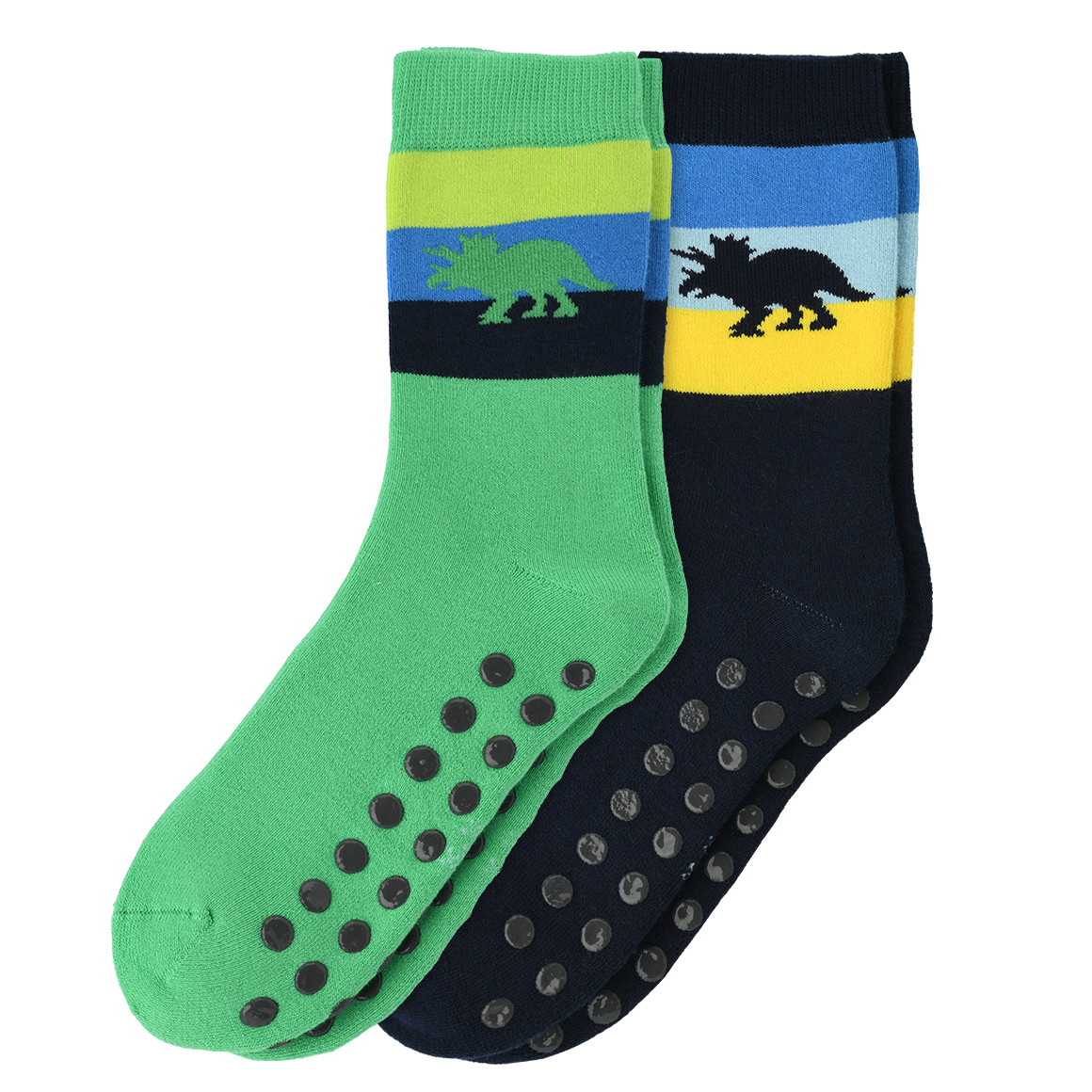 2 Paar Jungen Stoppersocken mit Dino-Motiv