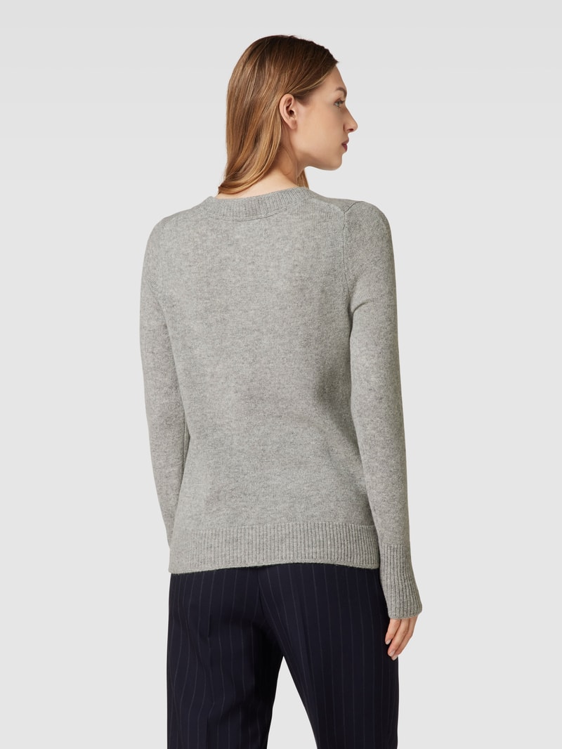 Strickpullover mit Rundhalsausschnitt in mittelgrau meliert